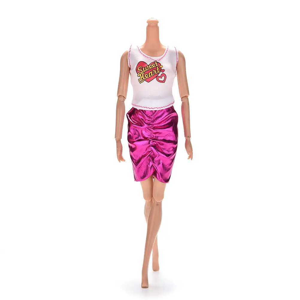 

1 Set Fashion Style White Vest And Rose Skirt Doll Gift Summer Clothes For Girl Doll Accessories Christmas Gift For Girls