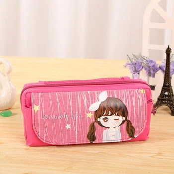

Kawaii Girl Leisure Life Canvas Pencil Case School Supplies Kids Pen Bag Pouch Student Cute Stationery Christmas Birthday Gift