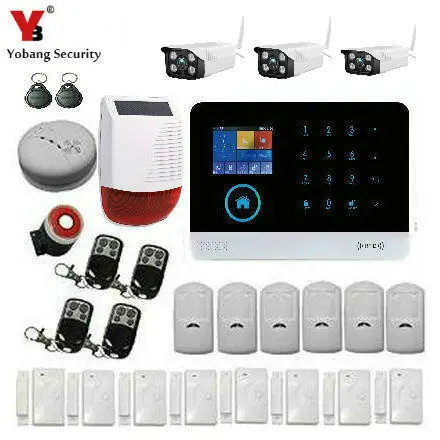 Yobang Security RFID WIFI GSM Alarm System French Android IOS APP Remote Control with Wireless Smoke Detector Solar Power Siren