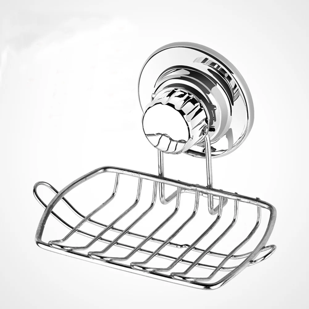 

Stainless Steel Shelf Powerful Reusable Soap Dish No Drilling Rustproof Holder Bathroom Suction Cup Stable Wall Mount Kitchen