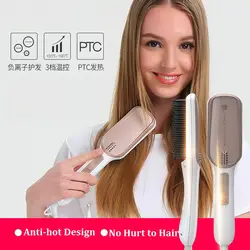 Многофункциональный Электрический массаж гребень для волос Кисточки ионной выпрямитель для волос ЖК-дисплей Дисплей прямые Уход за