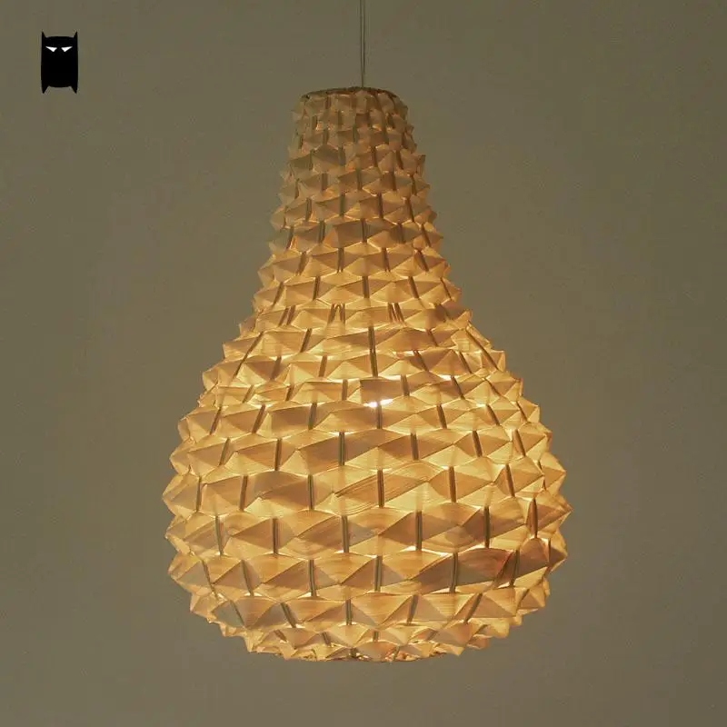 

Bamboo Wicker Rattan Pineapple Pendant Light Fixture Country Rustic Hanging Lamp Avize Luminaria Dining Table Room Restaurant