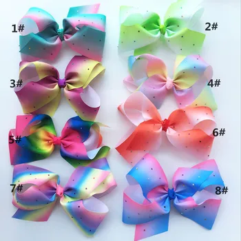 

5ps/lot latest 8" Rainbow twist Hair Bow With alligator Clip For Girls, Boutique Rainbow Bubbles flower hair clip hair accessory