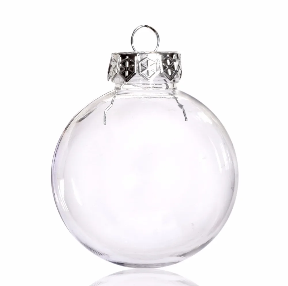 

Free Shipping DIY Paintable/Shatterproof Clear Christmas Decoration, Silver Cap Plastic Ball, 100/Pack