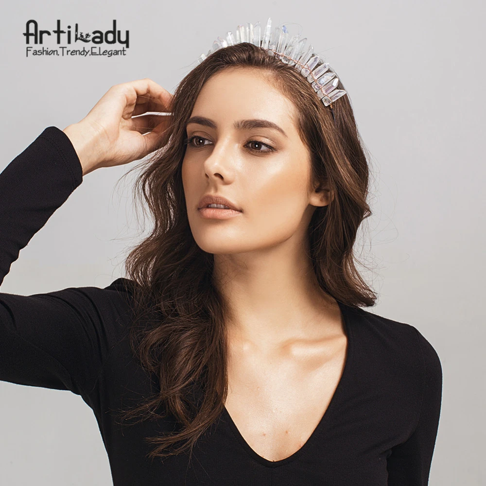 Artilady生クリスタルヘアバンド手作りクラウンティアラヘッドバンドエンジェルクラウン髪の宝石 Handmade Hair Jewelry Hair Jewelrycrystal Hairband Aliexpress