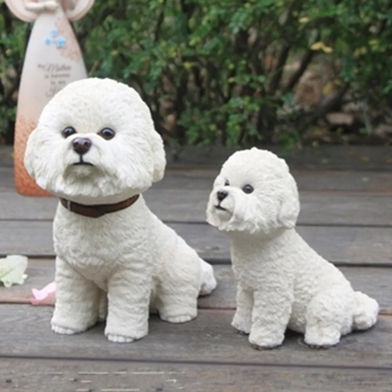 Фигурка милого щенка Bichon Frise имитация животного Оригинальная фигурка для