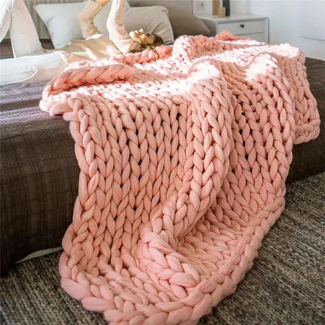 Chunky Knitted Blankets throws Acrylic Fibers Advanced Blanket Ultra