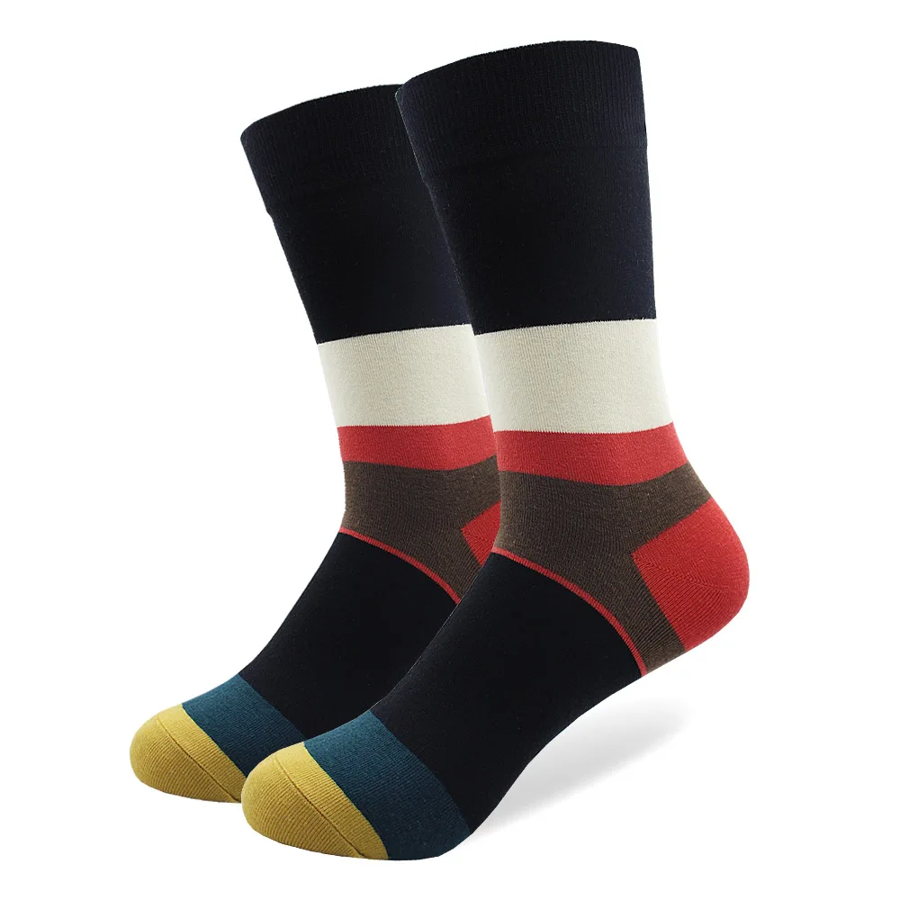 Мужские Носки Happy Dot в полоску разноцветные чесаные хлопковые высококачественные забавные Повседневные носки для скейтеров подарок для мужчин - Цвет: 060-2