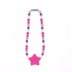 Silicone Star Teether Baby Pacifier Clip - Safety Teething Chain with BPA-Free Silicone Beads (03)