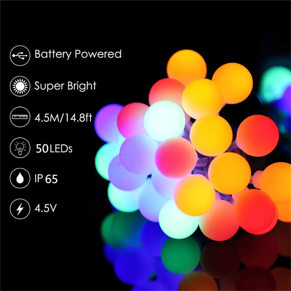 Led Globe string light battery USB fairy tale ball 50Led waterproof bedroom outdoor garden holiday wedding party Christmas