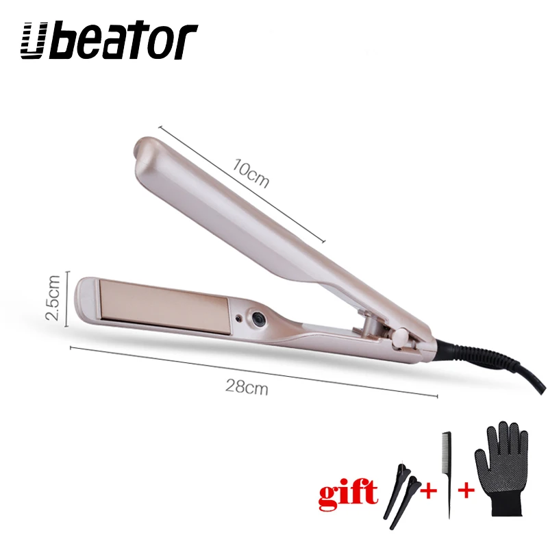 

Professional Hair Straightener and Curler 2 in 1 Flat Iron Wave Curling Straightening Iron Salon Tool Wet Dry gold color salon