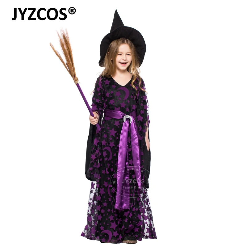 JYZCOS Kids Witch Costume Baby Girls Halloween Party Costumes Purple Witch Fancy Dress Carnival Cosplay Costume JYZCOS Kids Witch Costume Baby Girls Halloween Party Costumes Purple Witch Fancy Dress Carnival Cosplay Costume