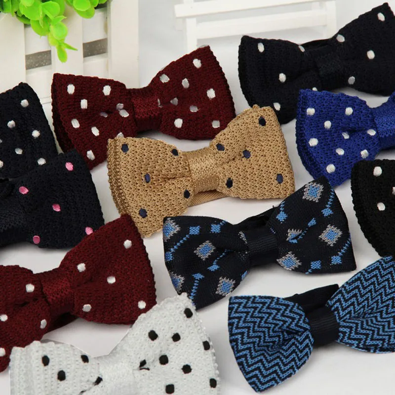 

New Men Knitted Bowtie Bow Tie Pre-Tied Adjustable Tuxedo dots Bow ties 2014 Male Spring ties
