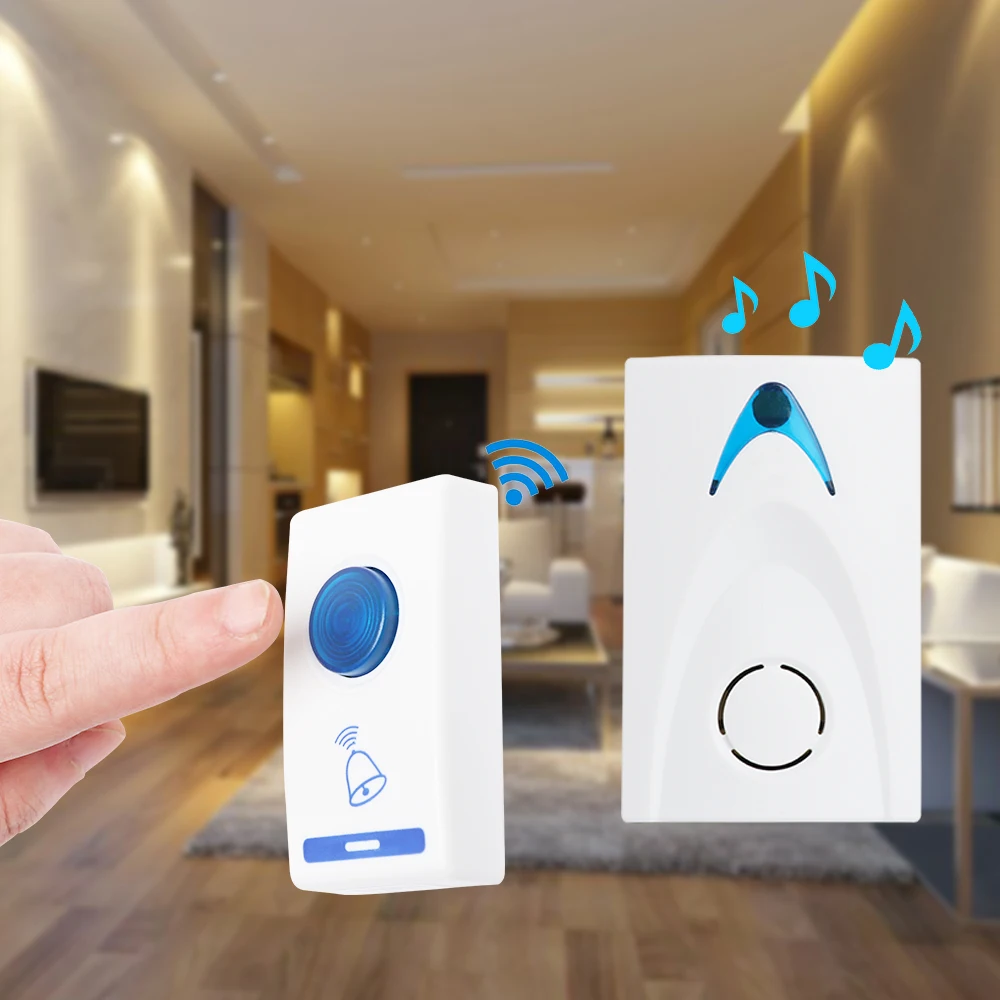 

New Portable Wide 100M Range LED Wireless Smart Doorbell Battery Powered 32 Tune Songs Remote Control Door bell Home Security
