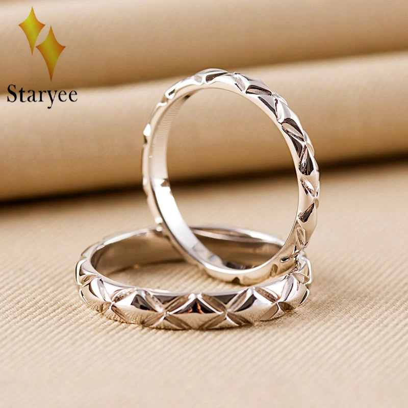 Classic 18K Solid White Gold Party Anniversary Engagement Wedding Band Rhombus Rings For Women Men Couple Gift Fine Jewelry Classic 18K Solid White Gold Party Anniversary Engagement Wedding Band Rhombus Rings For Women Men Couple Gift Fine Jewelry