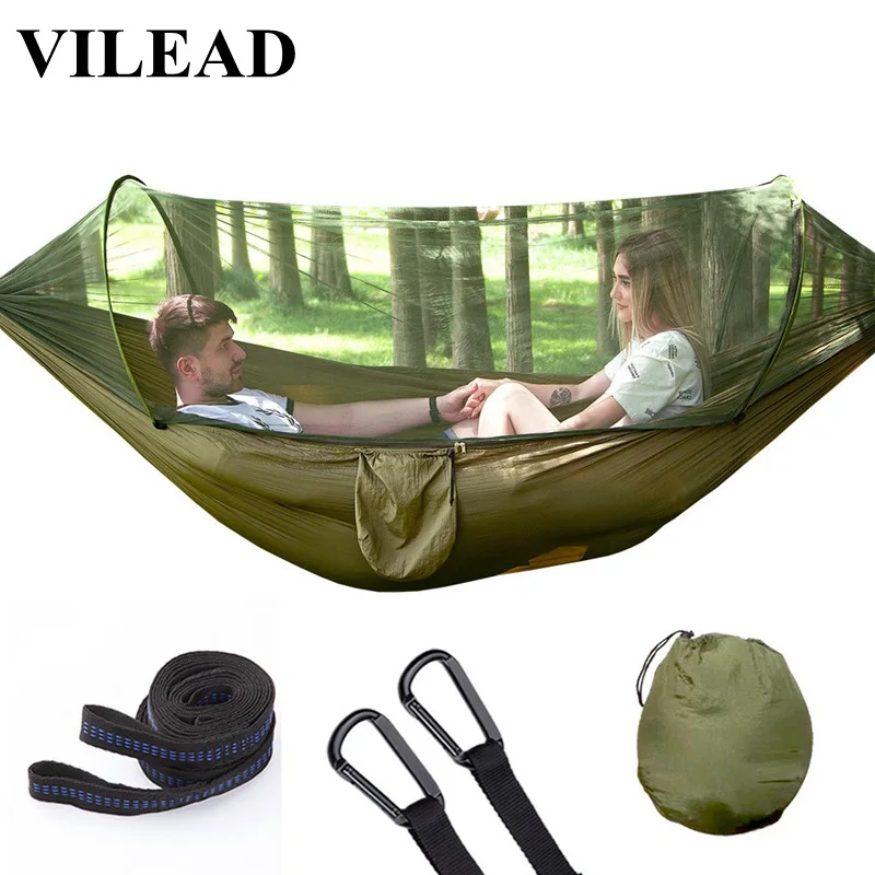  VILEAD Automatic Unfolding Hammock with Mosquito Hiking Hunting Camping Cot Sleeping Bed Stable Ult