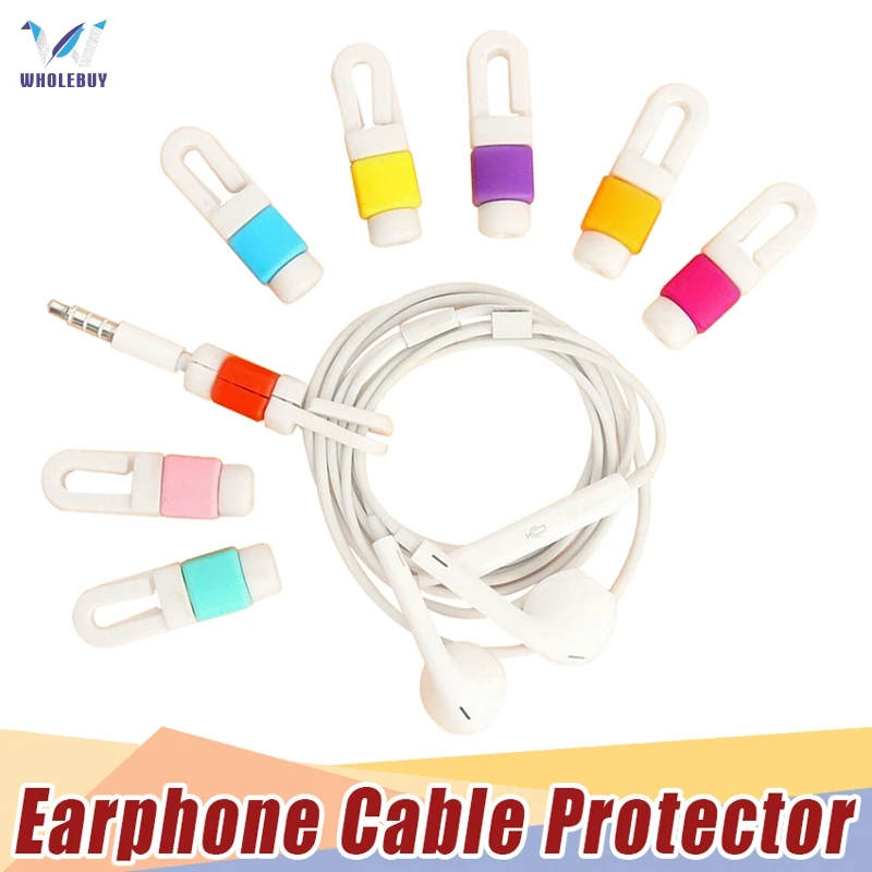500PCS LOT Earphone Cable Protector Organizer Headphone Cord Protector Protective Sleeves Cable Winder Cover for IPhone 8 7 6