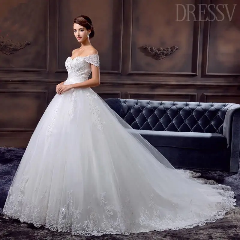 dressv.com SUPPLIES [Christmas Sale] Glamorous Sweetheart Off the Shoulder Princess Wedding Dress Vintage Wedding Dresses (6)
