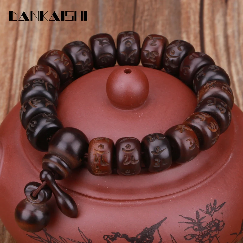 

Dankaishi Buddhism Sanskrit Wood Beads Bracelets Lightning Jujube Six Words Buddhistic Mantra Hand String Tibet Jewelry DKSFZ070