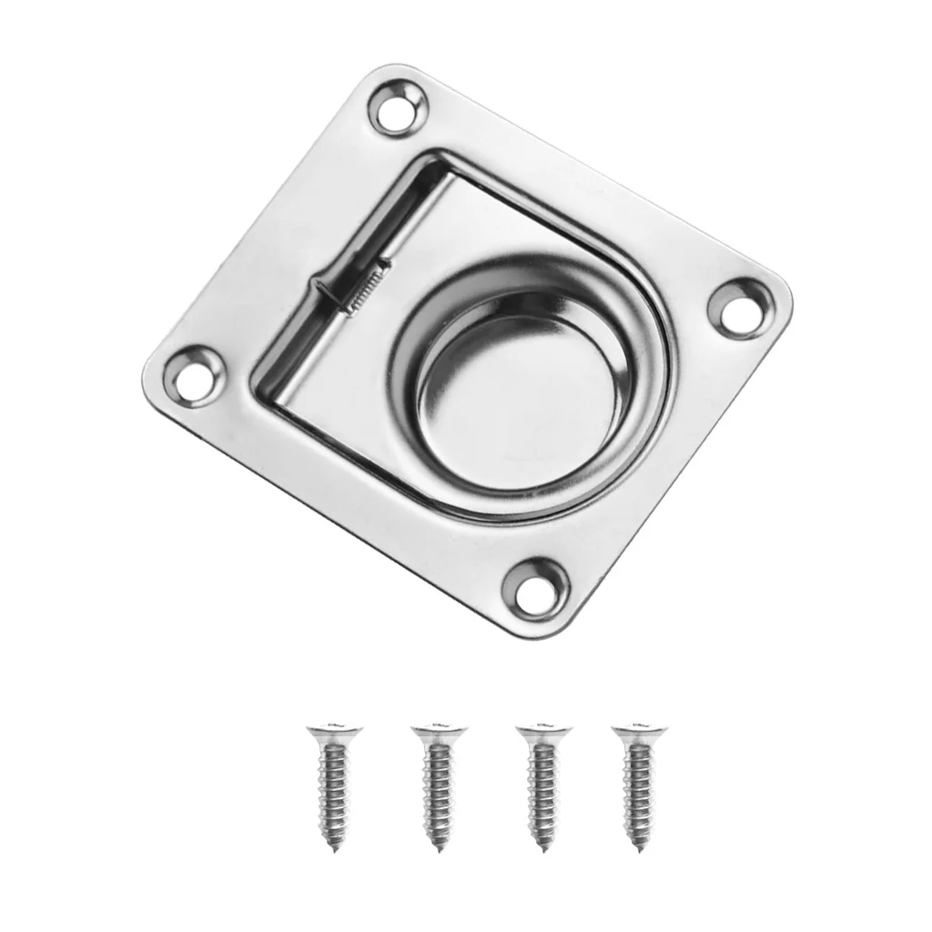Marine Grade 304 Stainless Steel Ring Handle Flush Hatch Locker 56 x 66mm