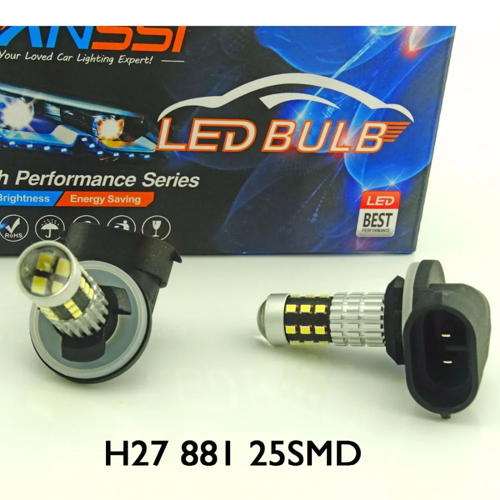 VANSSI 1200 Lumens Extremely Bright 1020 Chips H27 881 LED Fog Light Bulbs, 6000K White,2 Pieces