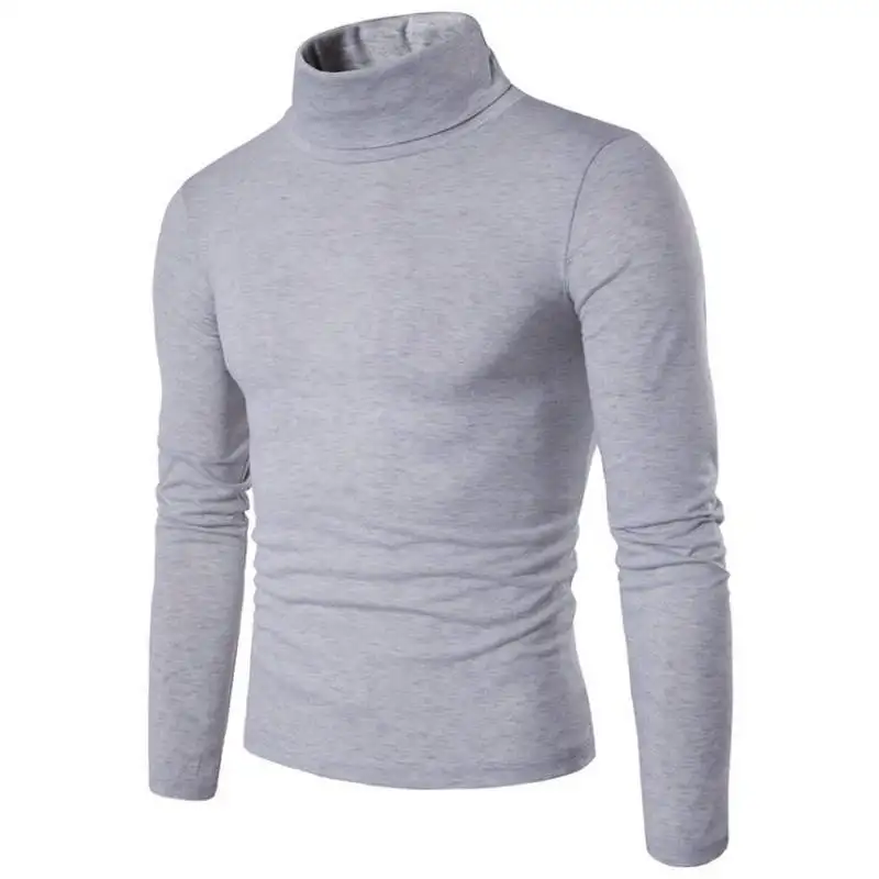 New Autumn Winter Men'S Sweater Men'S Turtleneck Solid Color Casual Sweater Men's Slim Fit Brand Knitted Pullovers 2XL