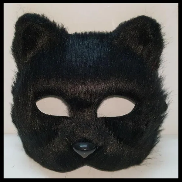 

Free shipping Halloween Party Cosplay Animal Party White Plastic Villus Arctic Fox Mask Cosplay Party Upper Half Face mask cat