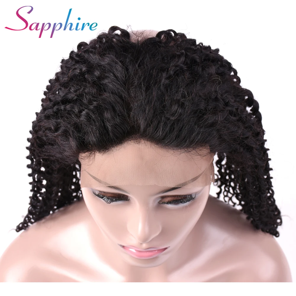 Sapphire Human Hair Peruvian Deep Wave 360 Lace Frontal Pre Plucked with Baby Hair Free Part 100% Non Remy Human Hair Natural