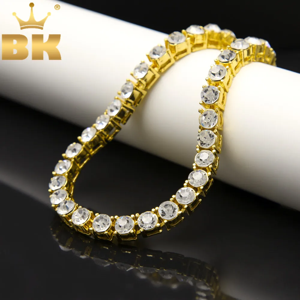 

Men's Gold And Silver Color 1 Row Necklace Clear CZ Iced Out Big Bling Rhinestone Tennis Chains Hip Hop 8mm 30inch Chains