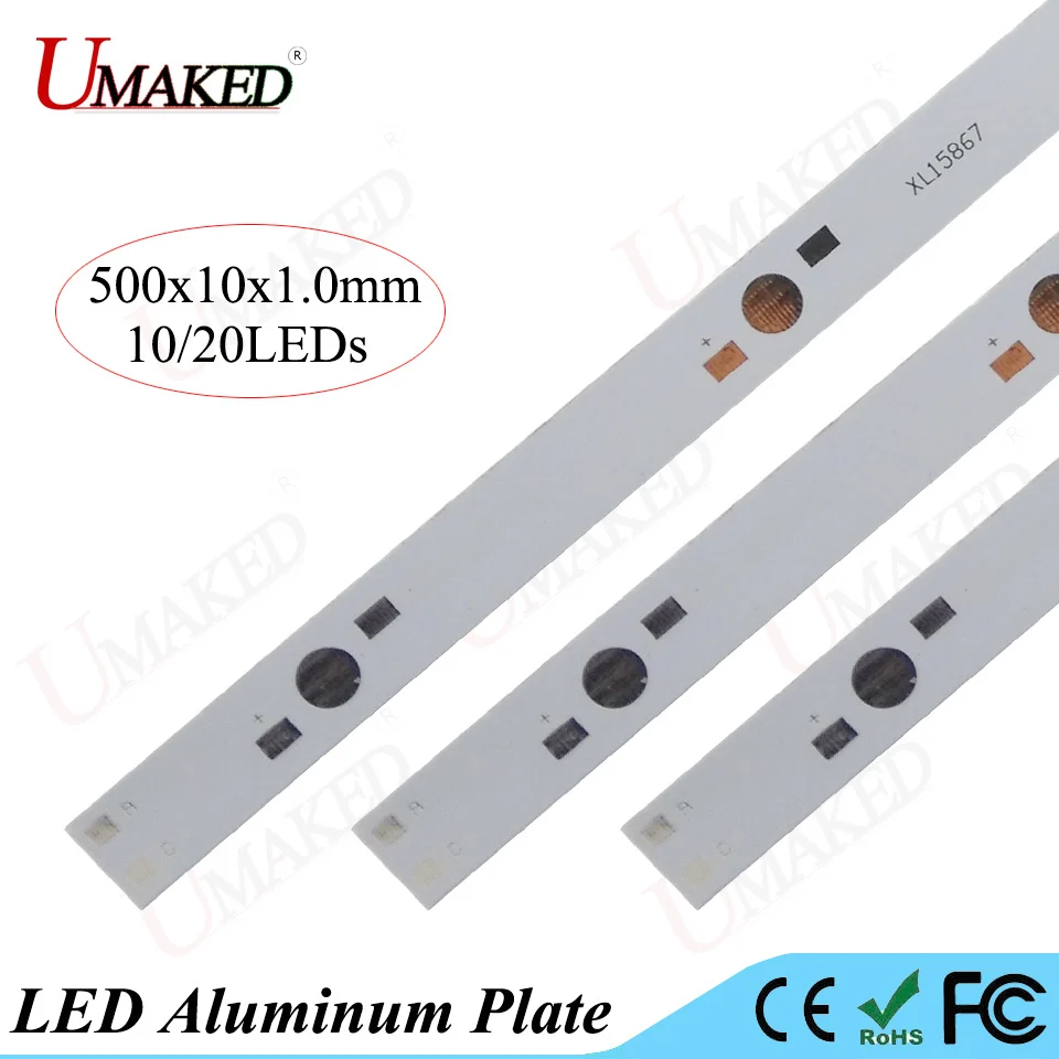 

500mm lamp plate 10/20leds LED aluminum plate For 1W 3W 5W high Power doide install LED PCB Board Aquarium tube Grow lights DIY