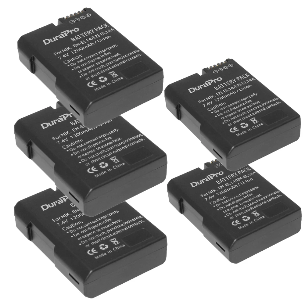 5 pc EN EL14 ENEL14 es EL14 1200 mAh batería para Nikon D300 D5300