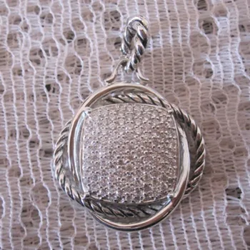 شراءالصلبة فضة مجوهرات 20 مللي متر تمهيد الماس إنفينيتي محسن العلامة التجارية والمجوهرات 925 الفضة المرأة قلادة عيد الحب هدية