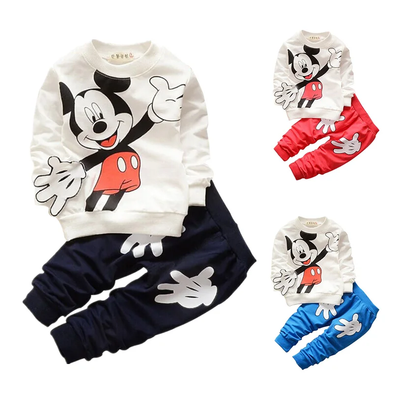 Children's Clothing Set Mickey Minnie Infant Tracksuits Cotton Full Sleeve Kids Boy Outfits Child Sports Suit Baby Girl Clothes | Детская