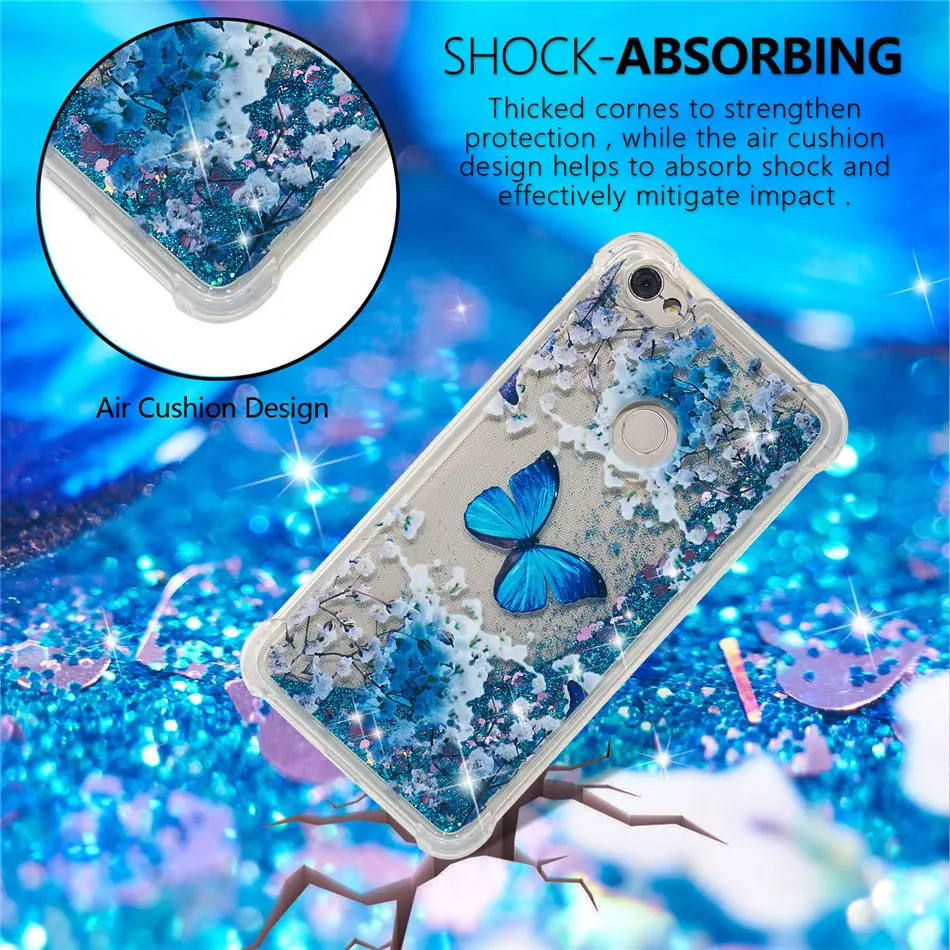 

Love Heart Phone Case For Xiaomi 5X A1 Redmi Note 5 5A 4X 4 4A Chimes Butterfly Liquid Glitter Cute Soft Shining Back Cover P03G