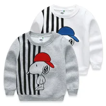 2016 autumn and winter child sweatshirt boys stripe cartoon print child fleece sweatshirt baby sports top
