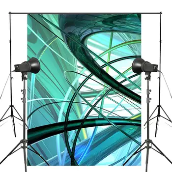 

5x7ft Three-dimensional Photography Backdrops Blue Green Line Backdrops for picture Abstract Art Photography Studio Props