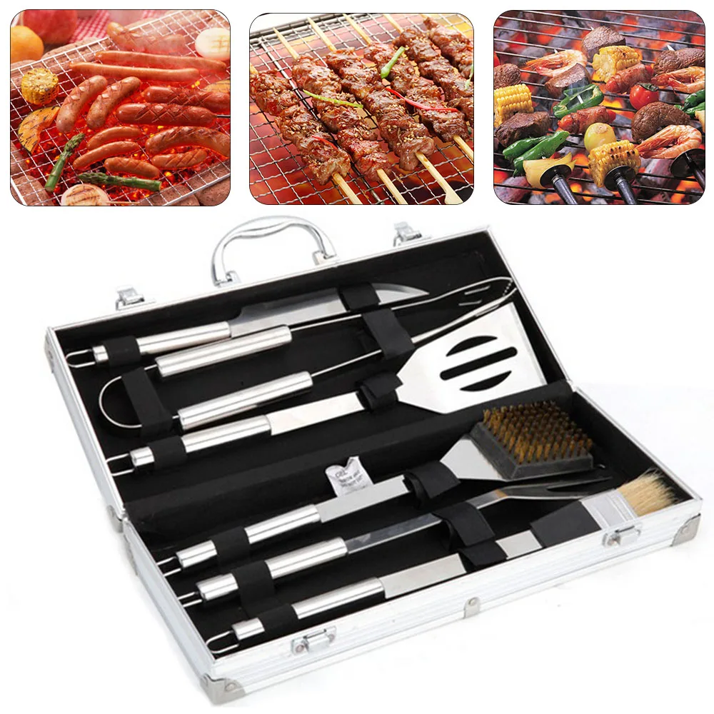 BBQ Grill Stainless Steel Barbecue Set with Storage Case Outdoor