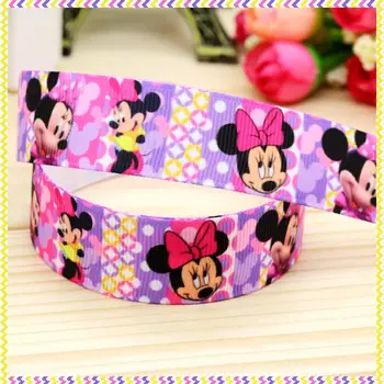 

New 7/8'' Free shipping minnie printed grosgrain ribbon hair bow headwear party decoration wholesale OEM 22mm H3889