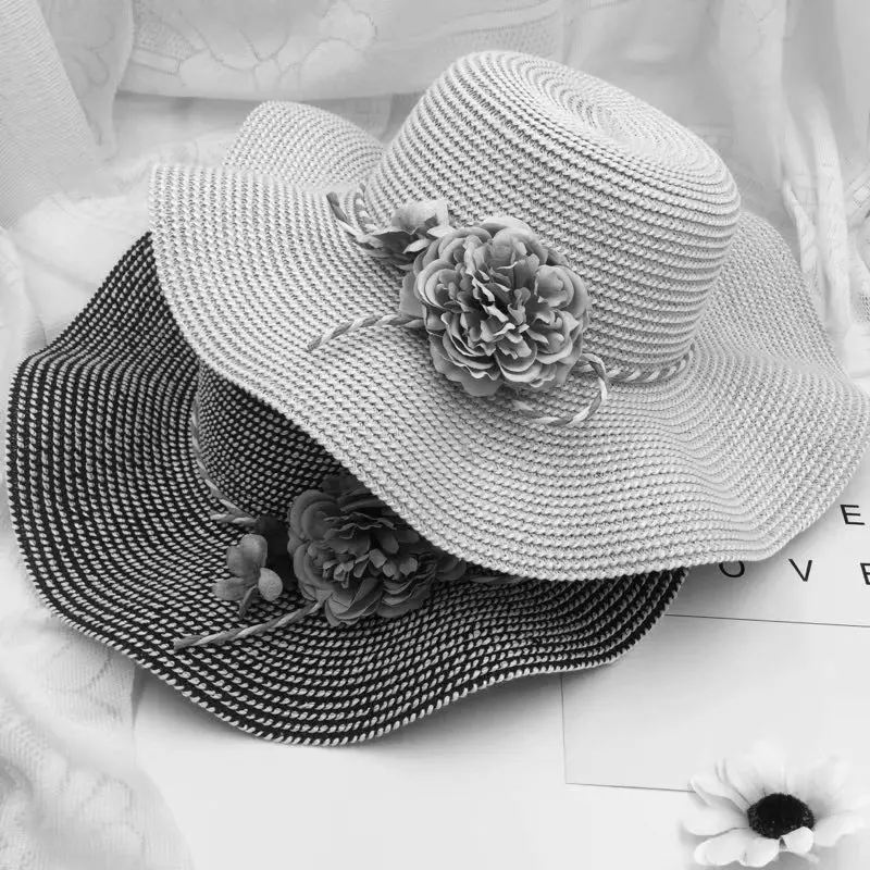 

New Fashion Design Summer Foldable Baby Flower Breathable Hat Straw Sun Hat Kids Hat Boy Girls Hats Cute High Quality
