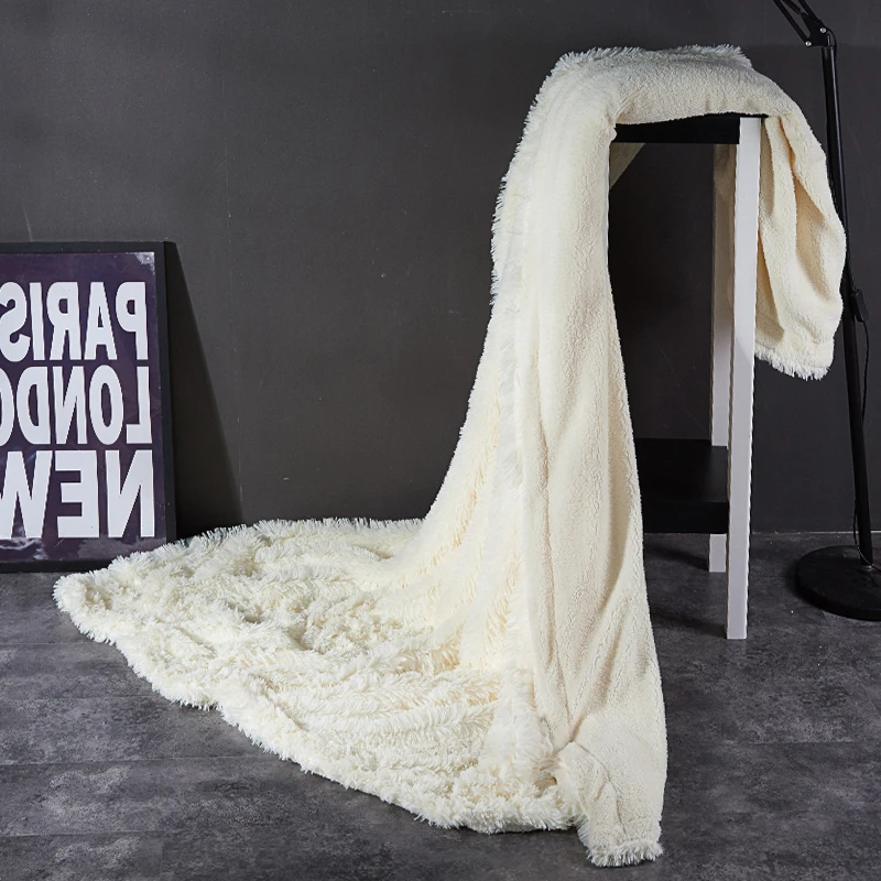 Imitation Fur Winter Blanket Family Sofa Bed Blanket Thickened Warm