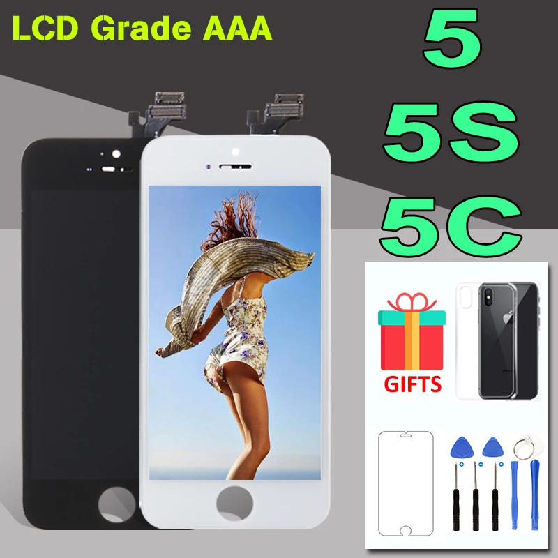 

AAA Quality LCD Display for iPhone 5 5S 5C LCD Touch Digitizer Screen Assembly Replacement No Dead Pixel Black White Full Screen