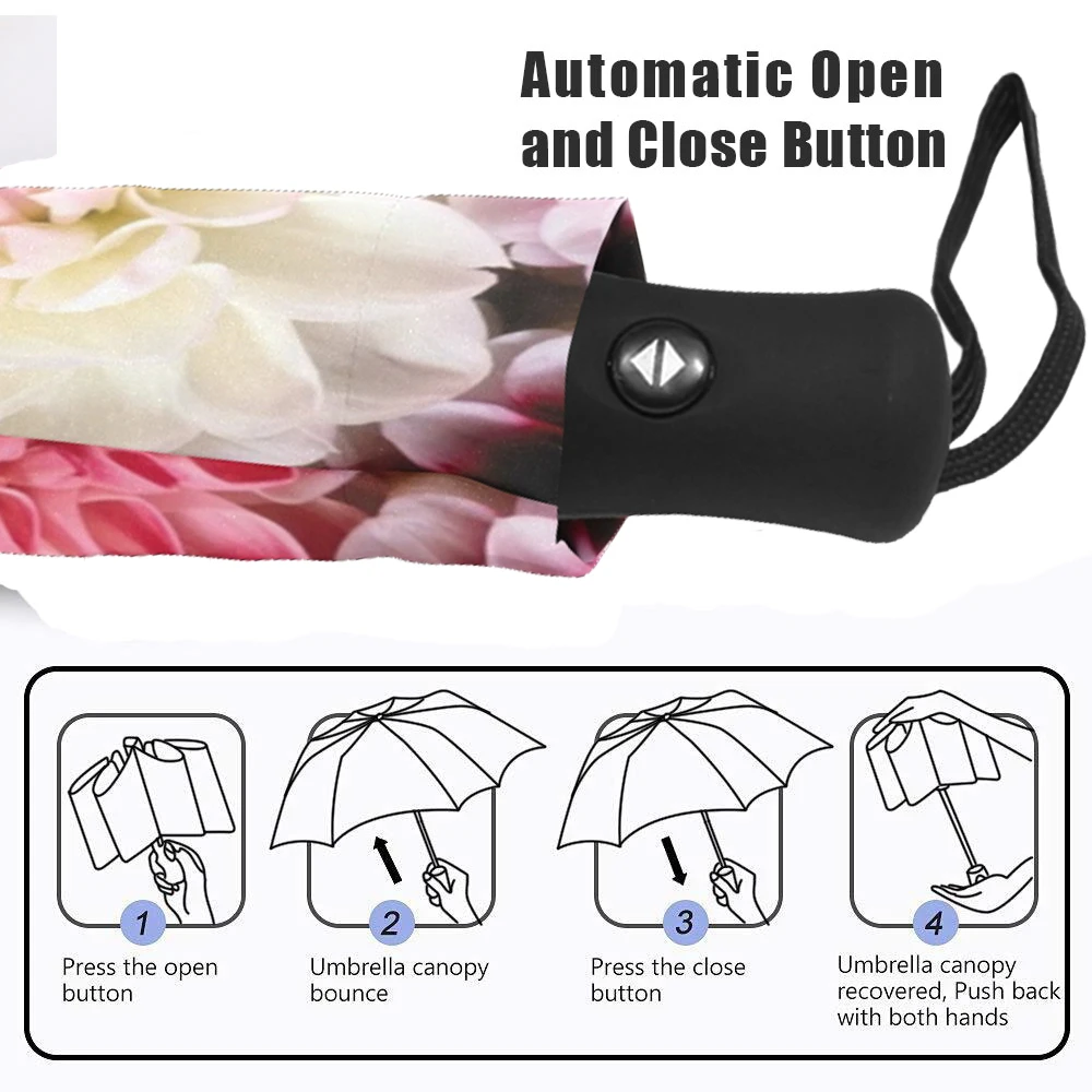 Flower Printed Umbrella Rain Women Automatic Umbrella Three Folding Sun Protection Male Portable Parasol folding umbrella,automatic umbrella
