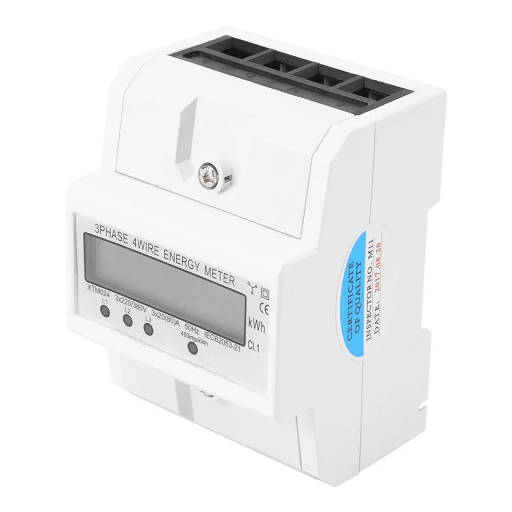 

Digital LCD 3x20(80A) Energiemeter Electronic Meter Three Phase Four Wire DIN-Rail KWh Electronic Energy Meter Measuring Tools