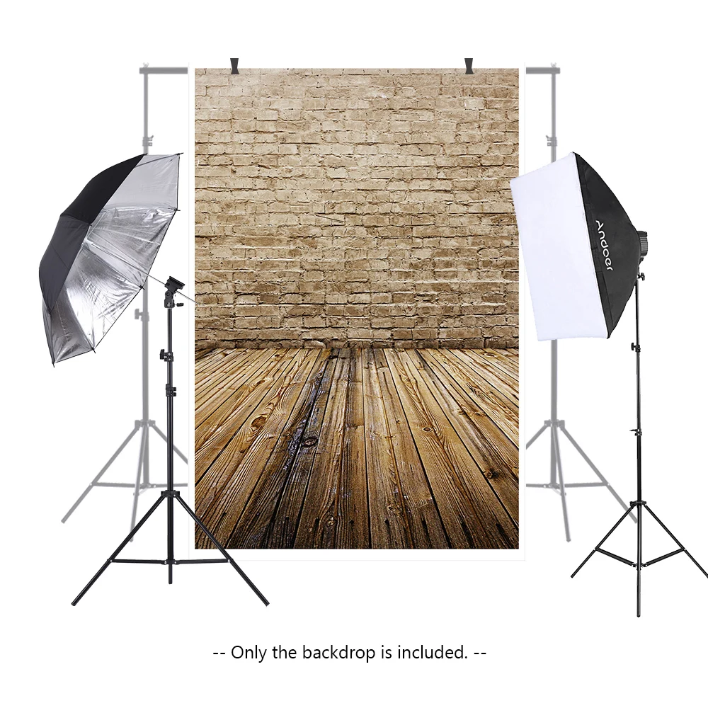 

1.5 * 0.9m / 4.9 * 3.0ft Photography Backdrops Photo Background Brick Wall Wood Floor Pattern for DSLR Camera Photo Studio Video