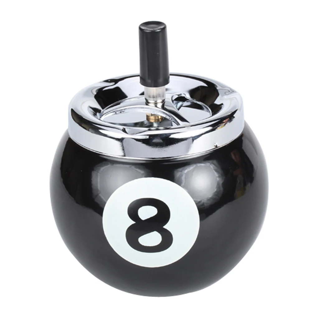 Novelty Home Car Metal Push Button Pool Billiard Ball Shape  Ashtray Holder