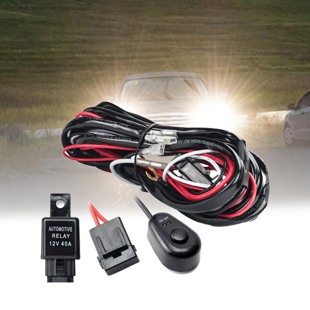 2.5M LED HID Driving Wiring Harness Kit Fog Spot Work Light Wire Set