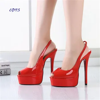 

Summer Crossdresser Open Toe Sandals 16CM thin heels Sexy Cosplay Platform shoes woman party/Cosplay pumps,Plus:40-46 47 48