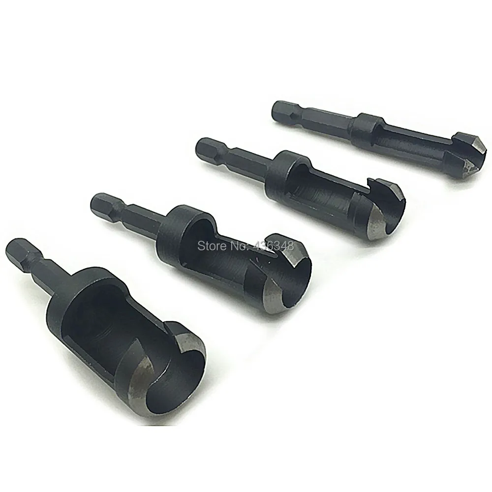 4pcs Plug Cutter Set 1/4" Hex Shank Wood Hole Plug Cutter Plug Cutting
