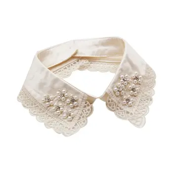 

Women Detachable Colla Shirt Fake Collars Pearls Lace Decoration Ladies Lace False Necklaces Fashion Clothes Accessories