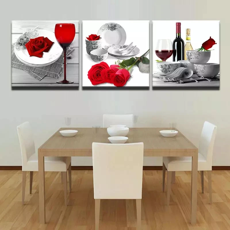 Uitgelezene HD printed wall art canvas modular Red rose wine painting picture DC-16